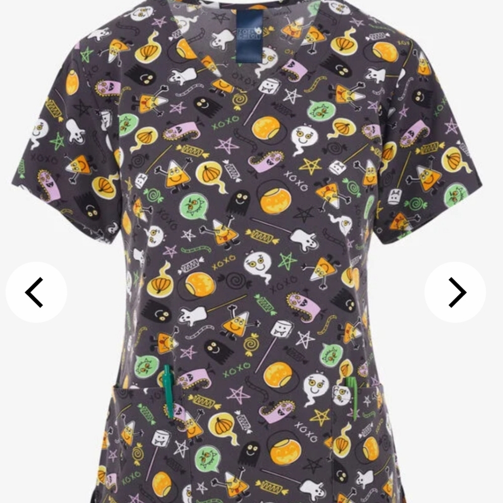 Zoe and Chloe Halloween Scrub Top